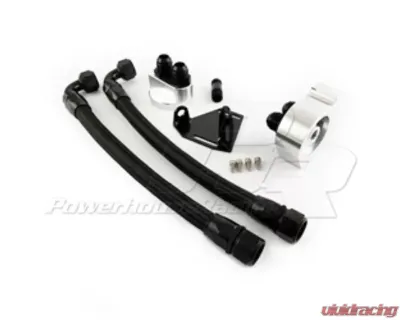 Powerhouse Racing XTM Oil Filter Relocation Kit with Factory Oil Cooler Stainless Braided Hose Toyota 1JZ | 2JZ - PHR 01011029.C.BK